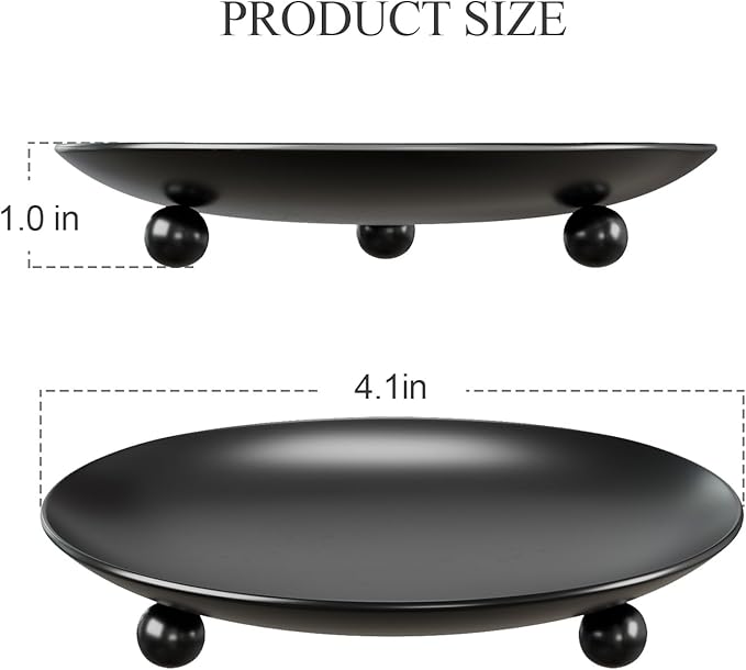 Black Candle Holders for Pillar Candles, Set of 6 Premium Metal Candle Plates Candle Stand for LED or Wax Candles, Decorative Pillar Candle Holder Dish for Table Centerpiece