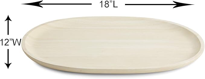 Woodard & Charles 18-Inch Whitwash Oval Tray, Whitewash Wood Extra Large, 12" x 18"