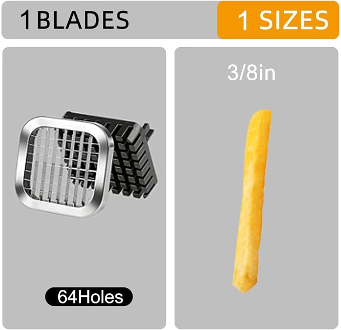 1 Pcs French Fry Cutter, ZSCOOKLY Heavy Duty Potato Cutter Stainless Steel with 3/8-Inch Blade Great for Potatoes Carrots Cucumbers.