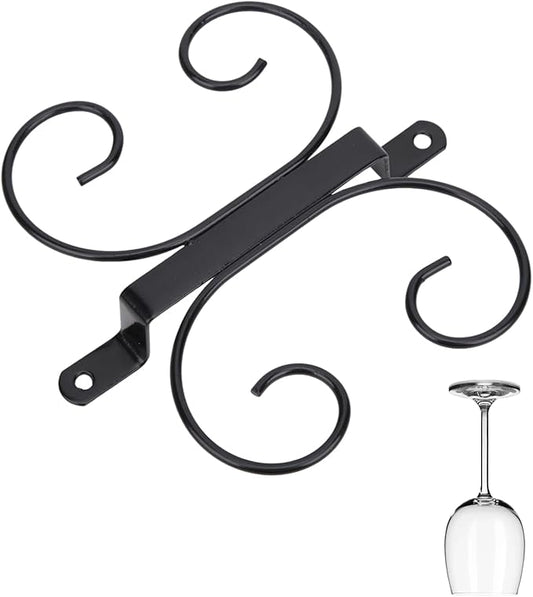 Wine Glass Rack Under Cabinet, Wine Glass Holder Under Cabinet Hanging Goblet Drying Rack Hangers Under Shelf Stemware Rack for Kitchen Bar Decor (Black)