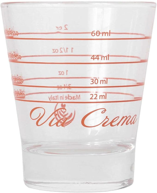 VIA CREMA Espresso Shot Glass Measuring Cup for Coffee and Espresso Dosing 58mm Glass Cup