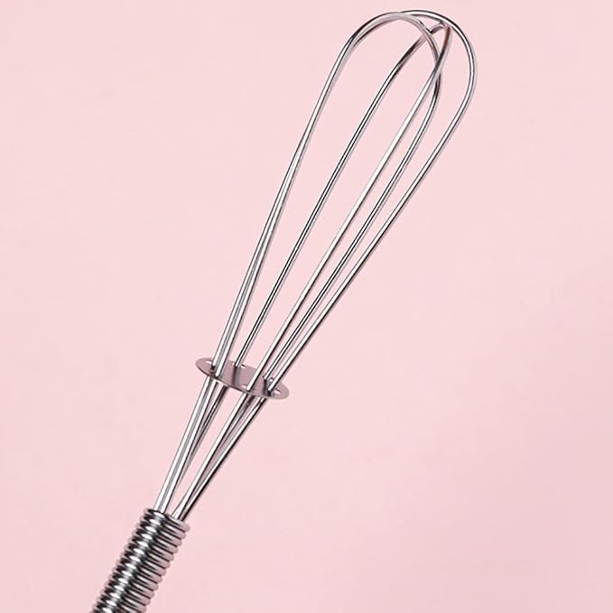Whisks Stainless Steel Mini Wire Whisks Set of 3 Portable Stainless Steel Kitchen Tiny Whisk Egg Beater with Thick Wire for Cooking Blending Whiping Beating Stirring