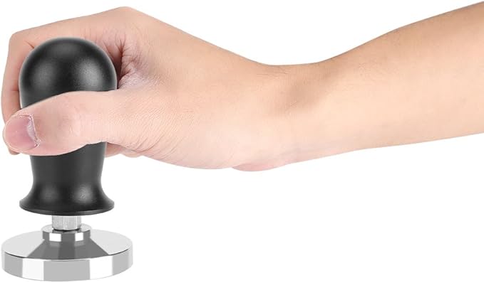 Coffee Tamper, 58mm Stainless Steel Flat Base Tamper Tool, Duty 304 SS with Ergonomic Aluminum Handle, for 58mm & 51mm Portafilters to Press Ground Beans in Kitchen or Coffee