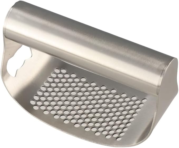 Stainless Steel Garlic Press,2PCS Manual Garlic Chopper,Rocker Garlic Chopper,Handle Garlic Crusher,Built-in Bottle Opener Garlic Mincer