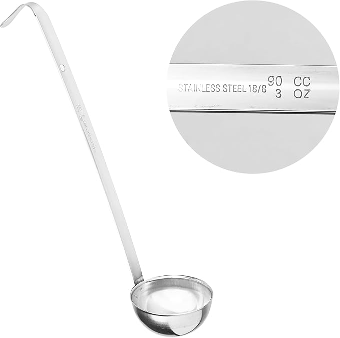 2Pcs 3oz Stainless Steel Soup Ladle, Long Handle Ladles with Pouring Rim for Cooking, Serving Soup, Sauce, Stew, Kitchen