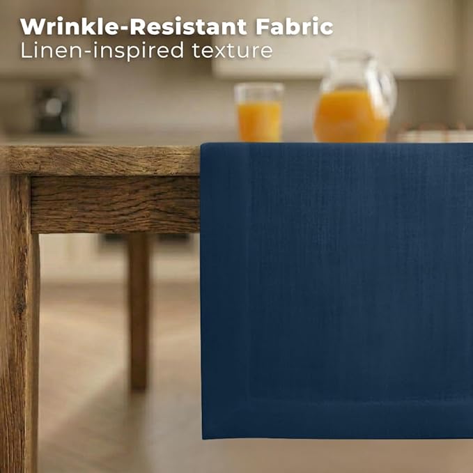 Easy Linen™ by D'Moksha Navy Blue Table Runner 108 Inches Long, Wrinkle Resistant, Machine Washable, 14 x 108 Inch Table Runner for Dresser, Dining- Summer, Father's & Independence Day