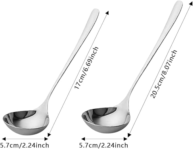 2pcs Soup Serving Ladle Small Soup Spoon Stainless Steel Gravy Soup Spoon Kitchen Utensil Cooking Long Handle Soup Spoon(sliver)