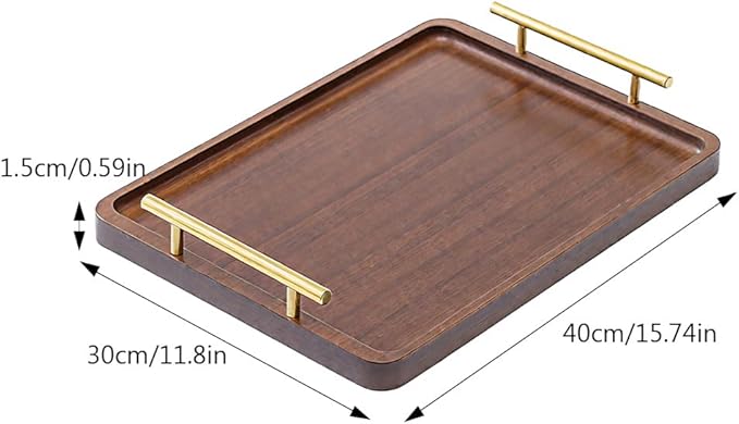 Tiiyee Bamboo Serving Tray with Handles, Bamboo Ottoman Tray Decorative Serving Platter Breakfast Bed Tray for Coffee Table Tea Snack Lunch Dinner Appetizers Patio Kitchen Living Room Bathroom
