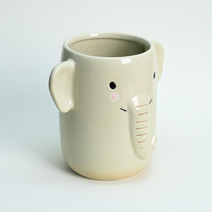 Ceramic Cartoon Animal Pattern Kitchen Utensil Holder, Large Cooking Utensil Crocks for Kitchen Countertop, Cartoon Style Utensil Organizer for Spatula, Kitchen, Home Decoration-Elephant