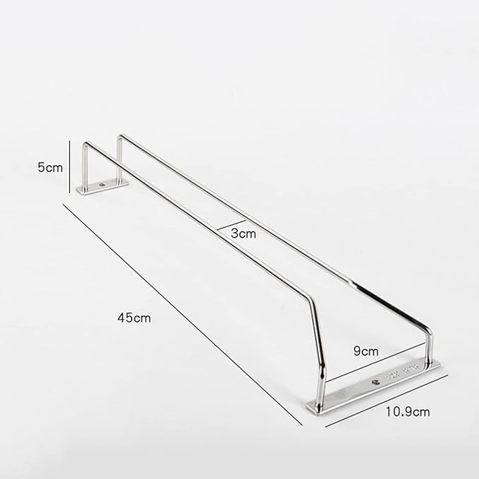 Wine Glass Rack 11/20/24inch Under Cabinet Wine Glass Holder, Stainless Steel Hanging Stemware Holder, Stemware Storage Drying Rack With Screws, Wall Mounted Hanging Rack Shelf