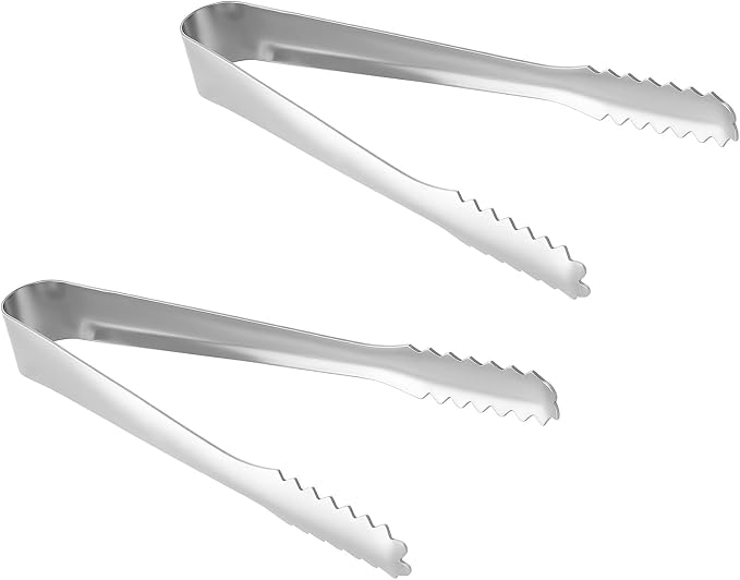 2 Pack Small Metal Tongs, Kitchen Tongs 6 Inch Stainless Steel Restaurant Grade Serving Tong for Buffet, Salad, Ice, Cooking Utensils, Appetizer