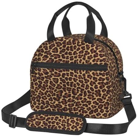 Leopard Lunch Box Insulated Lunch Bag Reusable Sling Bag With Adjustable Shoulder Strap Cooler Tote Bag For Men Women