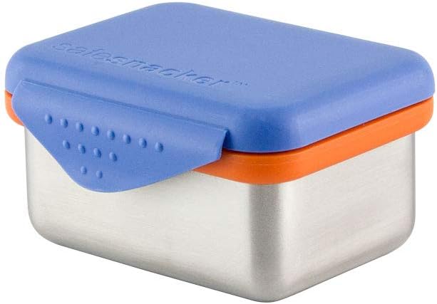 New Wave Enviro Safe Snacker, Stainless Steel Food Container, BPA Free, Stackable and Cabinet Friendly, Blue, Small Size, 7oz. Capacity
