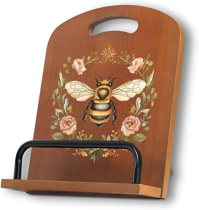 INNObeta Cookbook Stand for Kitchen Counter, Adjustable Tablet Recipe Book Holder, Perfect Gifts for Women, Mom, Grandma on Birthday, Unique Kitchen Decor, Bee
