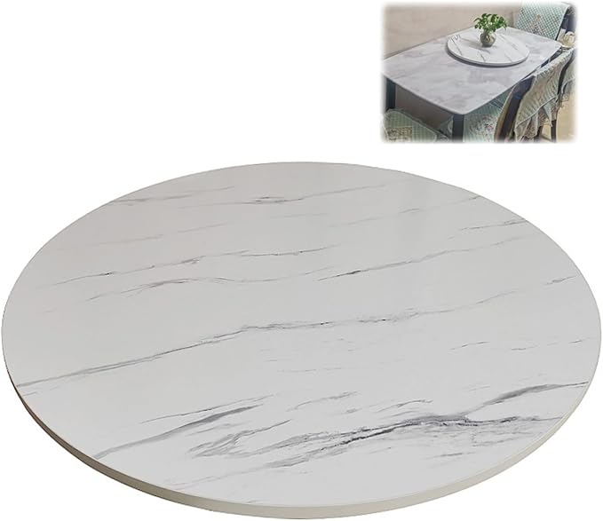 Rotating Serving Plate Round For Dining Table, Ø 50-100cm Lazy Susan Wooden Turntable For Home And Kitchen, Hotel Tabletop Service Trays, No Need To Install, Direct Use (Color : White-B, Size : Ø60c