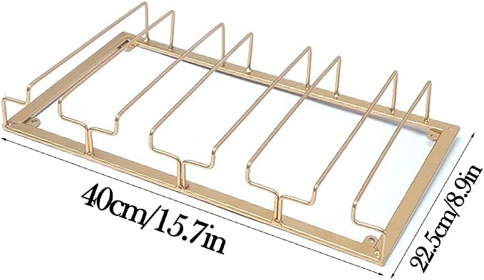 Under Cabinet Hanging Stemware Rack, Metal Wine Glass Holder Under Shelf for Cabinet Kitchen Bar Glasses Storage Hanger (Gold, 4 Rows)