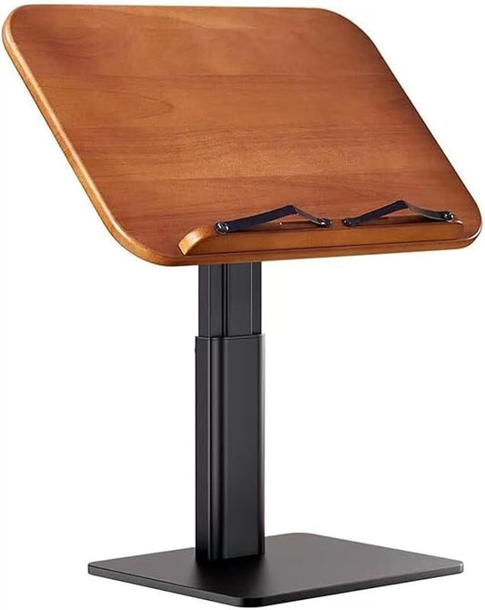 Book Stand Height Adjustable, Upright Wooden Cookbook Holder Stand, Hands Free Book Holder Stand,Desktop Adjustable Reading Height and Angle Book Rest with Page,Paper Clips