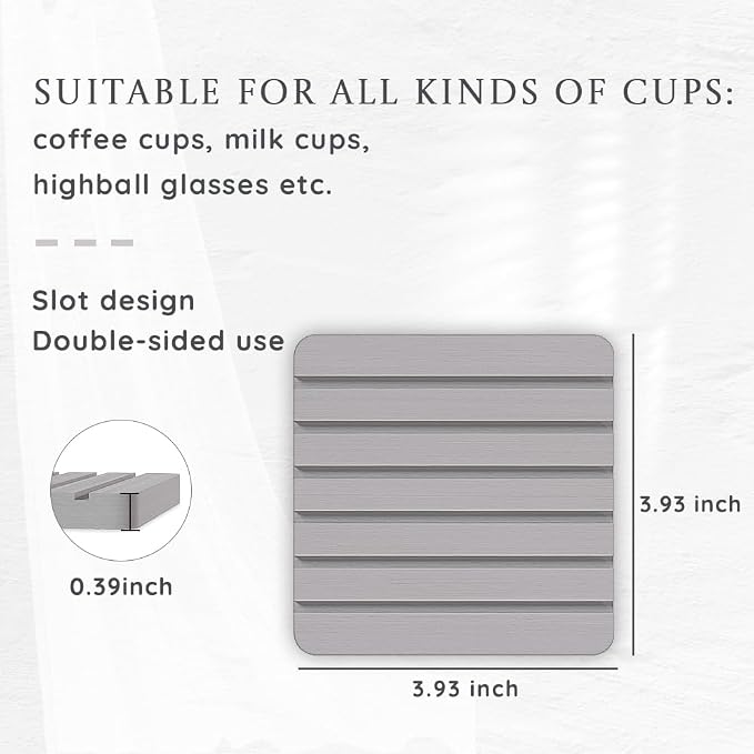 Water Absorbent Diatomite Set of 2 Coaster Coasters Rectangle Grooved Design Water Absorbing Coaster Non-silp Desk Durable Cup Mats Table Ornament Decorations for Home Festival