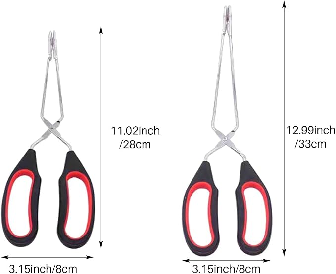 2Pcs Scissor Tong, Stainless Steel Kitchen Tongs with No-n-Slip Comfortable Grip, Multi Function Kitchen Tongs Set for Baking, Cooking, Grilling & Serving