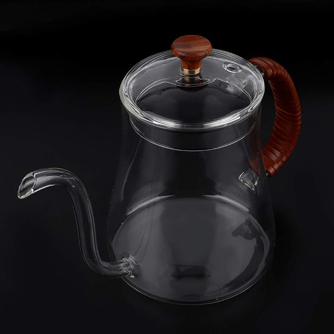 20 oz Gooseneck Pour Over Kettle - Thickened Glass with Lid, Perfect for Coffee and Tea