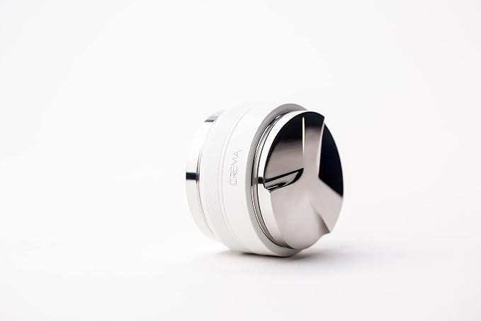 CREMA Coffee Products 58.5mm Hand Tamper & Distributor | Compatible with any 58mm | Double-Sided, Adjustable Depth Tool | Made with Durable 304 Stainless Steel | White