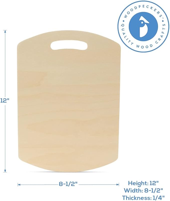 Wooden Cutting Board Shapes, 12" with Rounded Edges, Pack of 3 Wooden Cutting Boards by Woodpeckers, for Kitchen, Decor, and Charcuterie Boards