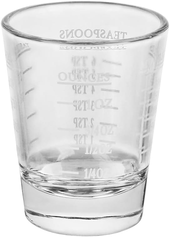 Set of 6 White Shot Glasses - Heavy Glass, Perfect for Measuring Espresso, Wine, and More 26-Incremental Measurement 1oz, 6 Tsp, 2 Tbs, 30ml (6, White)