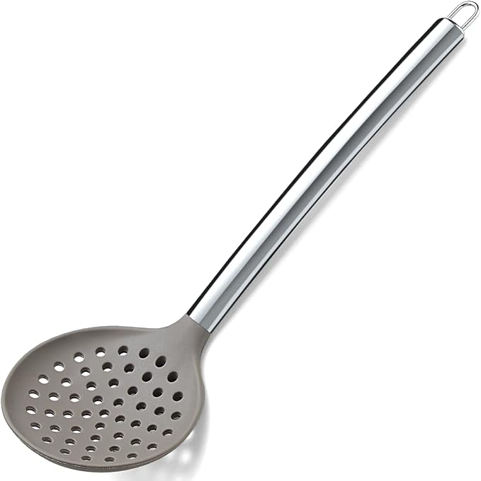 Berglander Skimmer, Non-stick Silicone Strainer, Kitchen Cooking Skimmers For Non-Stick Cookware, Dishwasher Safe, Easy to Clean
