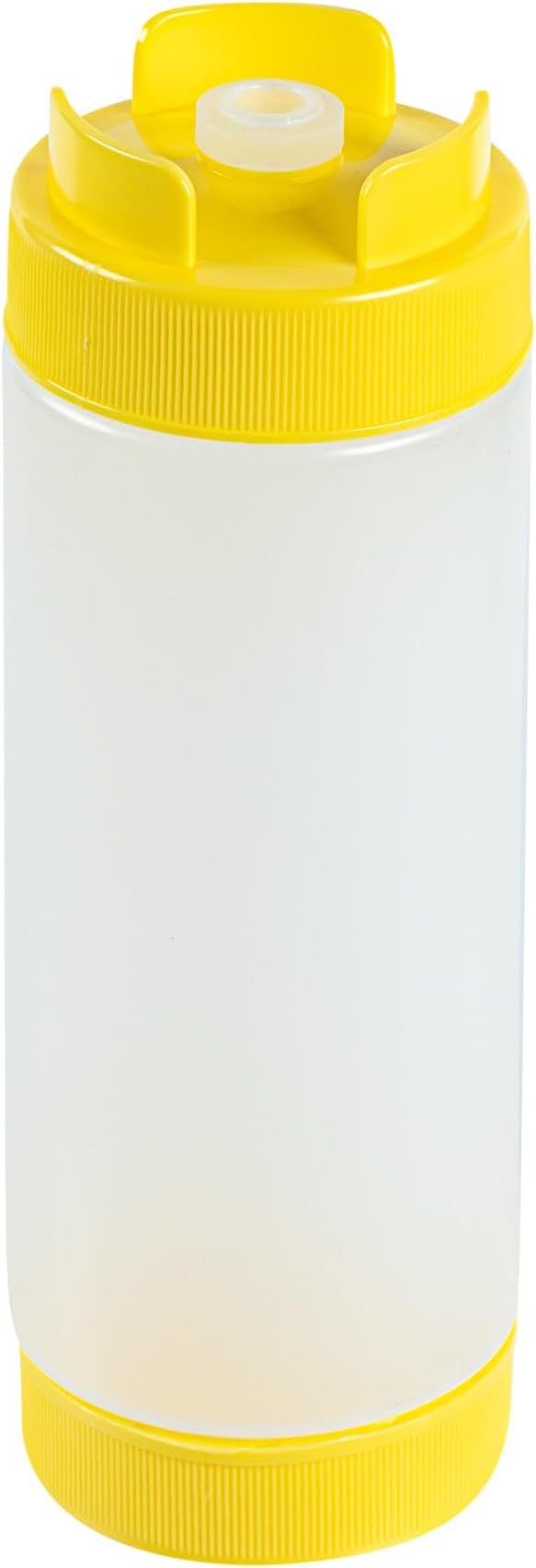 Restaurantware Plastic Squeeze Bottle 20 oz Refillable Condiment Bottle Large Valve Dishwashable Yellow Inverted Sauce Dispenser For Thick Condiments, Dressings, Batter, Sour Cream, And Syrups