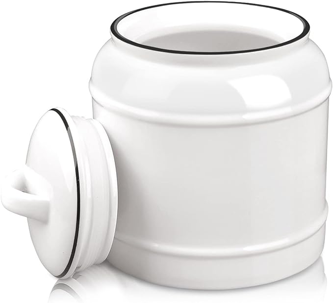 COCOYA 9cup/72oz Ceramic Jar with Airtight Lids (White) | Cookie Candy Bean Sugar Flour Dry Food, Large Porcelain Storage Containers, For Kitchen Countertop Pantry Farmhouse