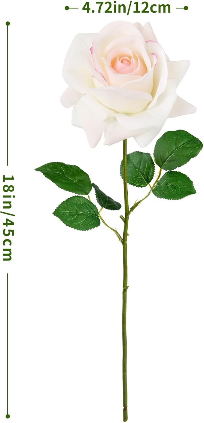 Eyamuno 7pcs Artificial Rose Fake Flowers Long Stem Fake Silk Real Touch Roses for DIY Wedding Party Table Centerpiece Home Decor
