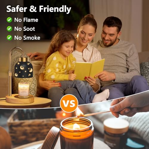 seenlast Candle Warmer Lamp with 2 Bulbs, with Dimmer Adjustable Height,Mothers Day Gifts,Vintage Home Decor,2/4/8H Timer
