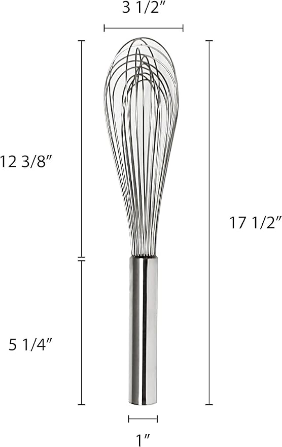 TrueCraftware- 18" Stainless Steel Piano Whip/Whisk- Kitchen Balloon Whisk Thick Wire Wisk Egg Frother for Cooking Blending Whisking Beating and Stirring