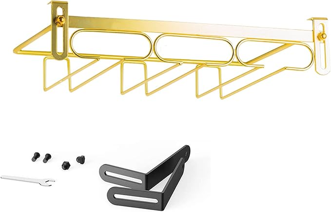Hanging Wine Glass Rack Black Adjustable, Solid Iron Wine Glasses Hanger, Metal Under Cabinet Stemware Rack 3 Rows, 4 Rows, Convenient Storage And Space-saving