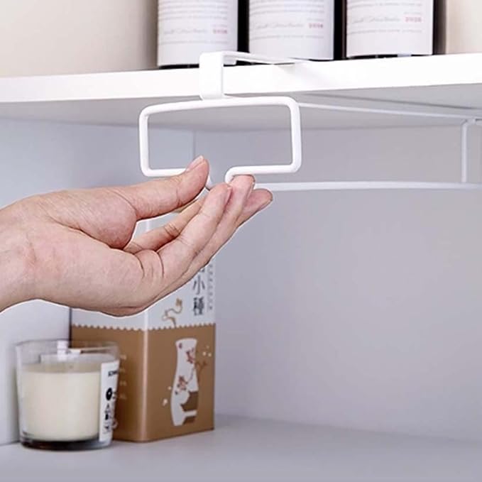 Wine Glass Rack Under Cabinet,Stemware Rack Wine Glass Holder Hanging Wine Glasses Storage Hanger Organizer for Shelf Kitchen Bar Decor(Black)