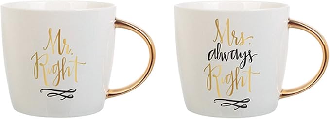 Slant Set of 2 Ceramic Coffee Mugs - Mr. Right & Mrs. Always Right