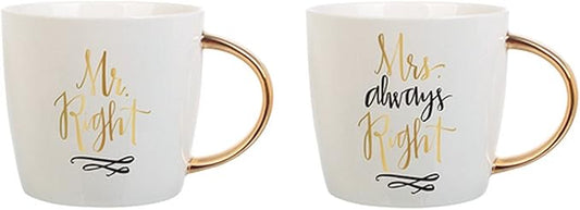 Slant Set of 2 Ceramic Coffee Mugs - Mr. Right & Mrs. Always Right