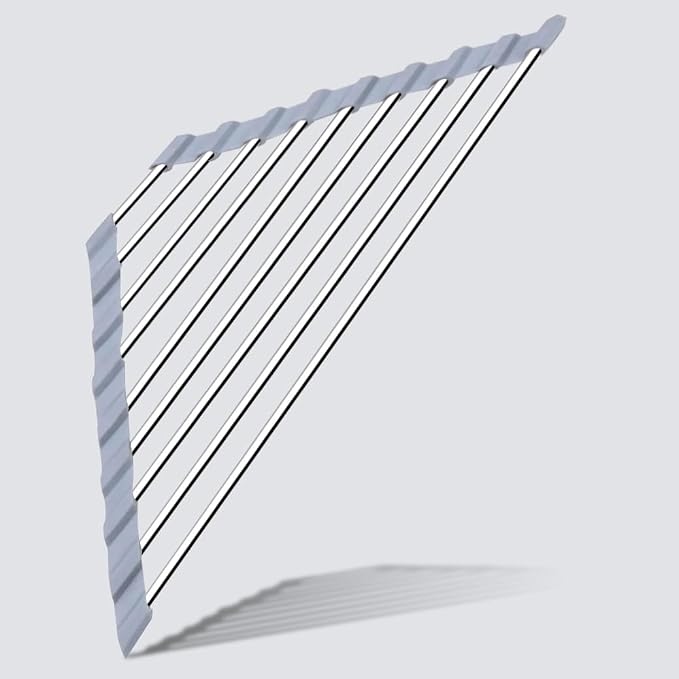 Over the Sink Dish Drying Rack Roll Up and Triangle for Kitchen Corner Drainer Mat Foldable Stainless Steel (Triangle), Silver