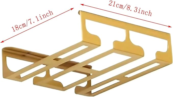 Wine Glass Holder Under Cabinet, Gold Metal Wine Glass Hanger, Hanging Stemware Rack with Screws for Bar Kitchen (Color : A, Size : 8inch/21cm)