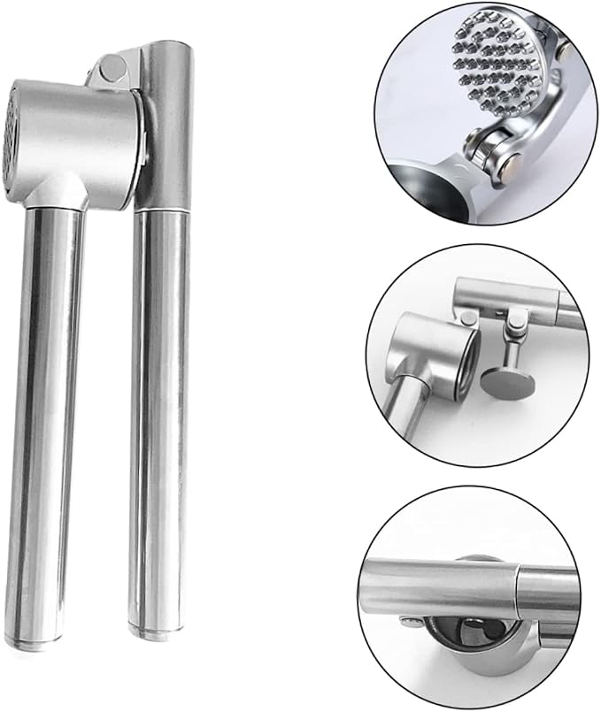 220g Portable Stainless Steel Garlic Press Handheld Mincer for Easy Crushing Ergonomic Design Compact Kitchen Tool for Fresh Garlic and Herbs