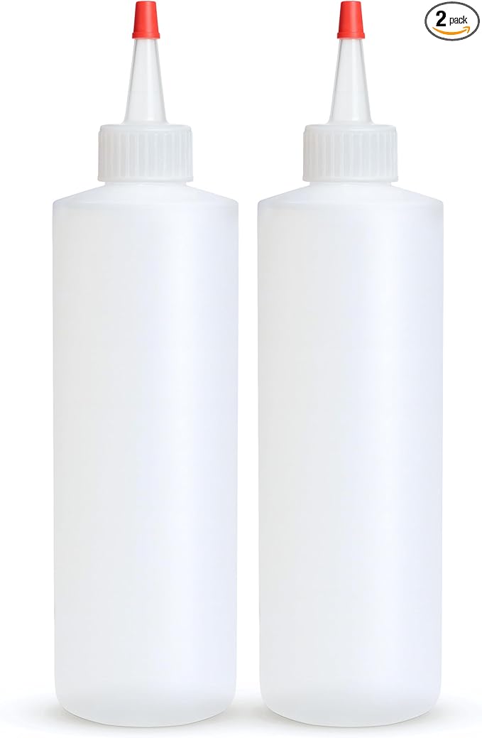 Condiment Squeeze Bottles, 8 OZ Empty Squirt Bottle, Red Top Cap, Leak Proof - for Ketchup, Mustard, Syrup, Sauces, Dressing, Oil, Arts & Crafts, BPA FREE Plastic - Perfect for Kitchen - 2 PACK