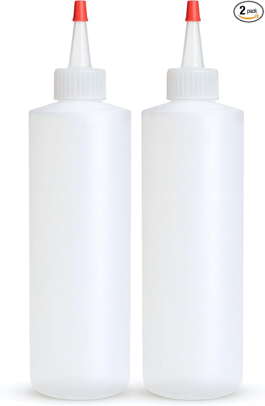 Condiment Squeeze Bottles, 8 OZ Empty Squirt Bottle, Red Top Cap, Leak Proof - for Ketchup, Mustard, Syrup, Sauces, Dressing, Oil, Arts & Crafts, BPA FREE Plastic - Perfect for Kitchen - 2 PACK