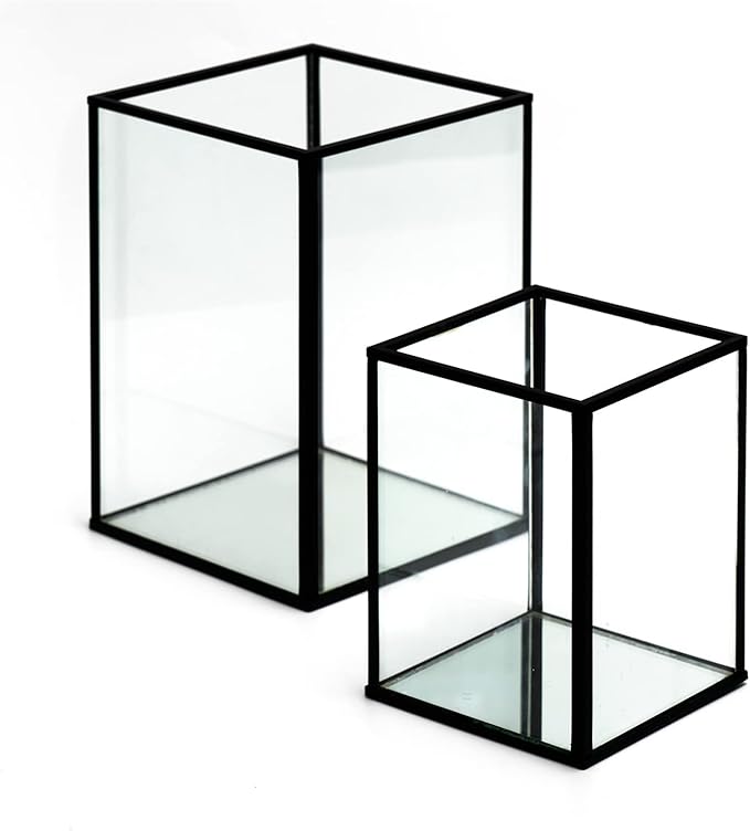 yshengood Hurricane Candle Holder Set of 2 Pcs, Black Candle Holder for Pillar Candle