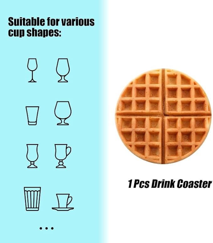 Ceramic Stone Coasters for Drinks Set of 1, Squares Araffe Waffles Round Absorbent Cup Coasters Protection for Coffee Table Kitchen Counter Decor (4 * 4 Inch)