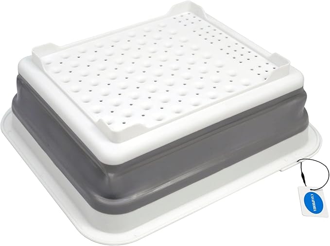 Casaphoria Collapsible Small Dryer Rack Over The Sink for Counter Plate Rack,Plastic Portable Dinnerware Organizer-Space Saving Storage Tray