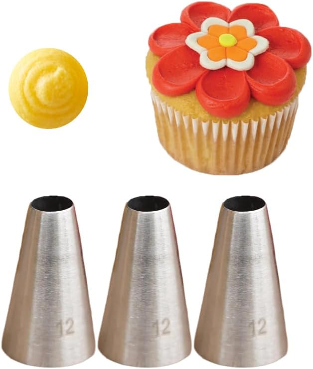 Macaron Piping Tip #12,3 Pcs Plain Decorating Tip for Macarons Filling,Swril,Ball,Dots,Figure Piping