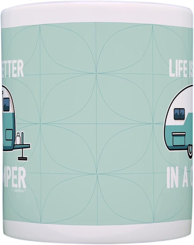 RV Camper Gifts Life Better in a Camper Camping Teardrop Camper Accessories Coffee Mug Tea Cup Green