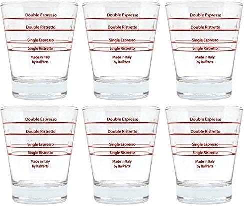 VIA CREMA Espresso Shot Glass Cups with Scale, 6 Pieces, Coffee Measuring Glass