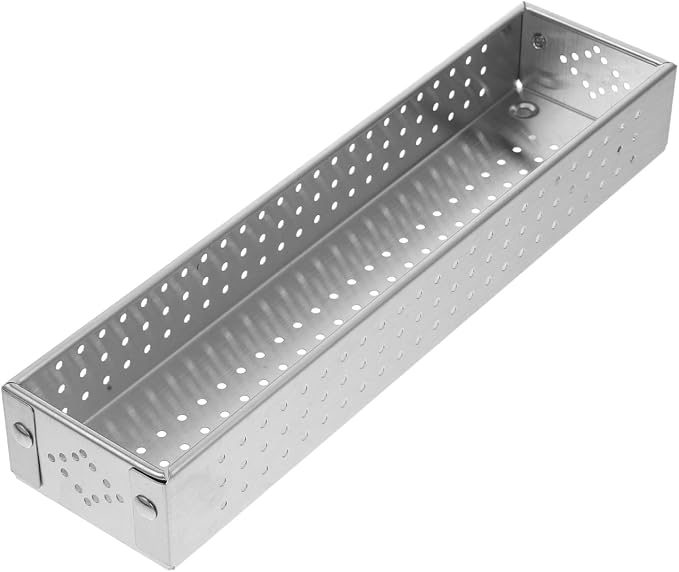 Hemoton Stainless Steel Utensil Holder Large Capacity Cutlery Storage Box with Drainage Design Rectangular Organizer for Kitchen and Restaurant