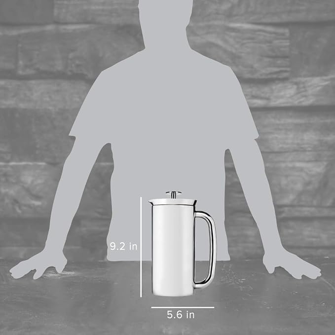 ESPRO Pro P7 French Press Stainless Steel 304 – Patented Double Micro-Filter for Grit-Free Coffee, Double Wall Insulated Coffee Maker, Plastic-Free & Heat Resistant - 18oz